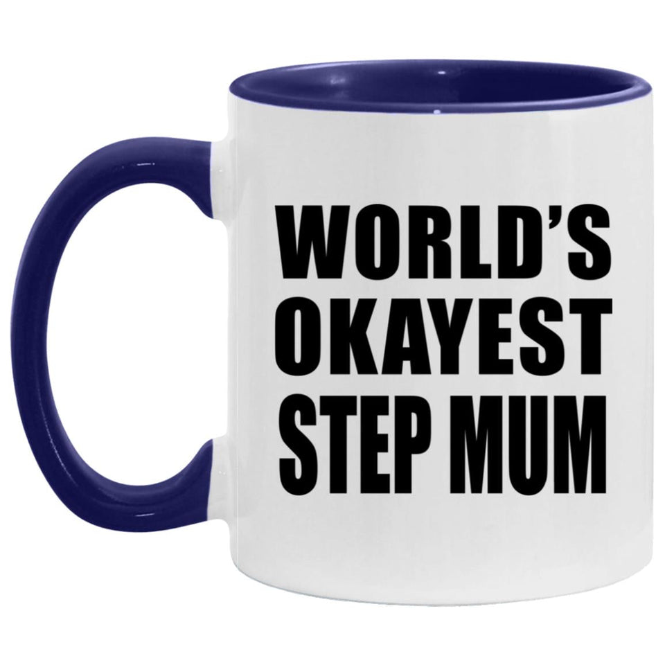World's Okayest Step Mum - 11oz Accent Mug Purple
