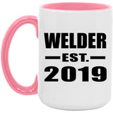 Welder Established EST. 2019 - 15oz Accent Mug Pink