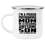 Proud Photographer Mom Of Awesome Son - 12oz Camping Mug