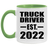 Truck Driver Established EST. 2022 - 11oz Accent Mug Green