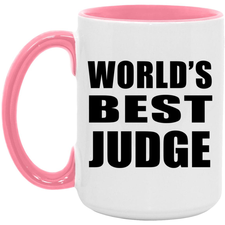 World's Best Judge - 15oz Accent Mug Pink