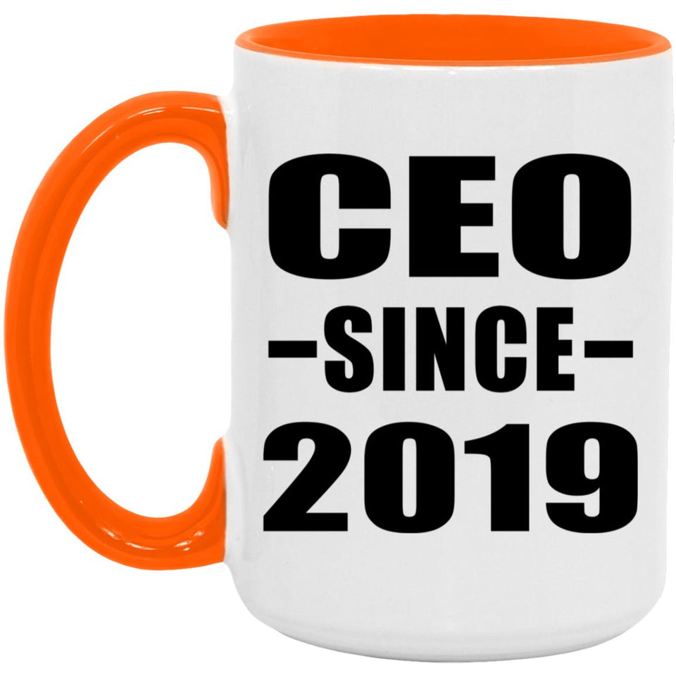 CEO Since 2019 - 15oz Accent Mug Orange