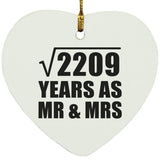 47th Anniversary Square Root of 2209 Years As Mr & Mrs - Heart Ornament