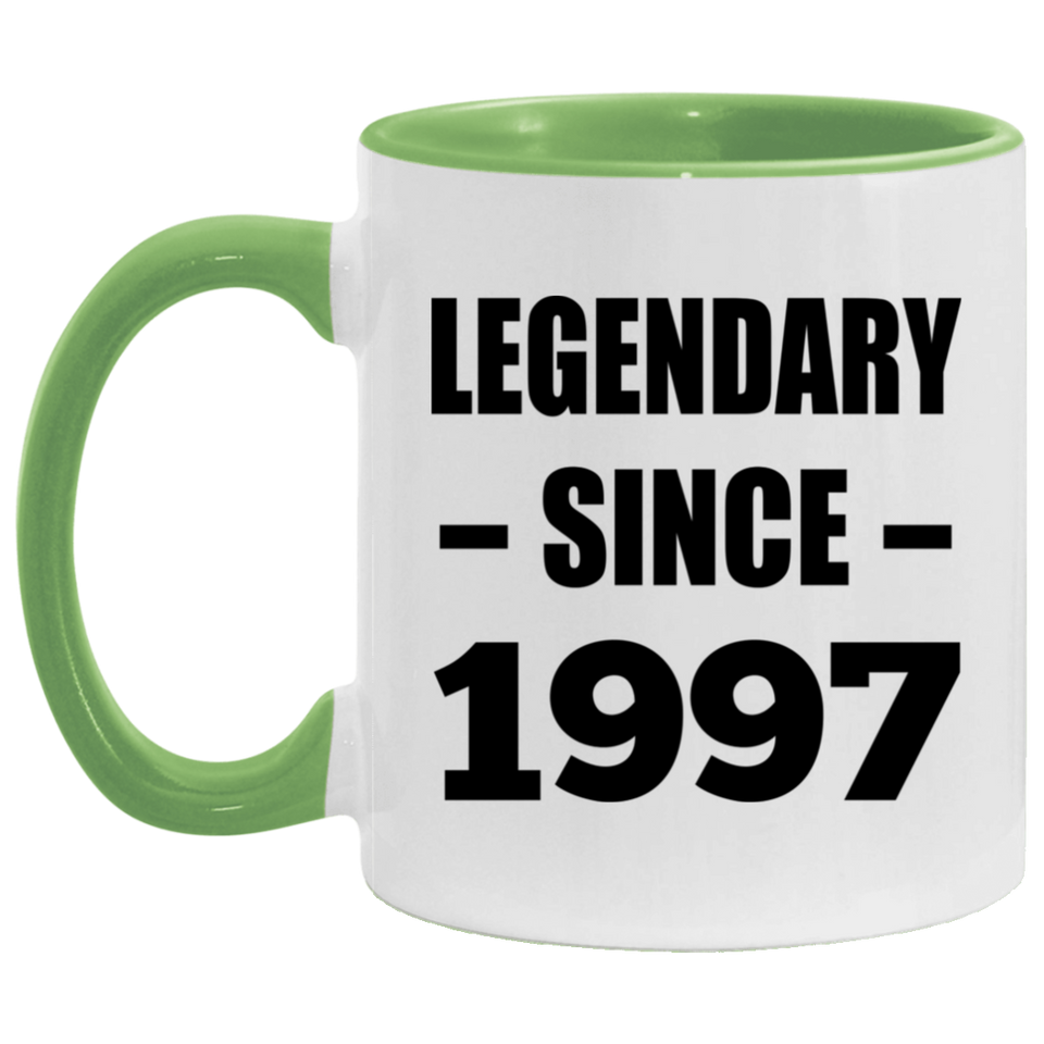 27th Birthday Legendary Since 1997 - 11oz Accent Mug Green