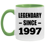 27th Birthday Legendary Since 1997 - 11oz Accent Mug Green