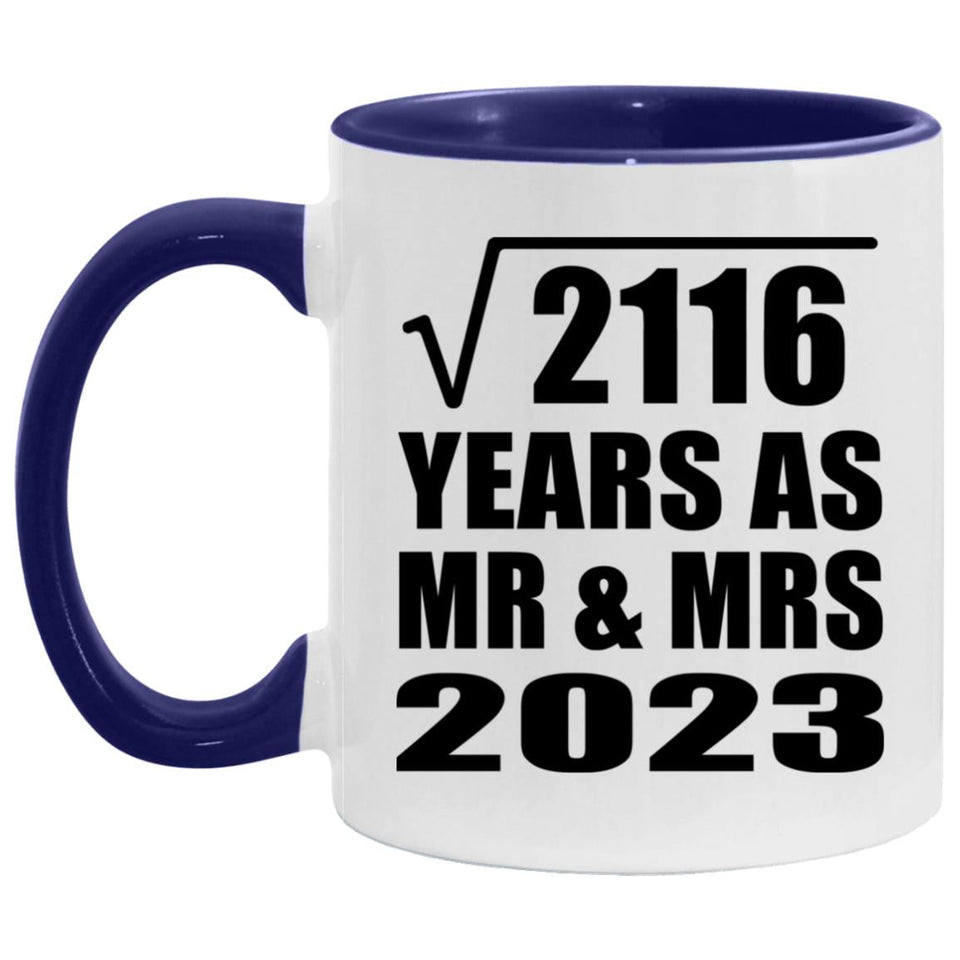 46th Anniversary Square Root of 2116 Years As Mr & Mrs 2023 - 11oz Accent Mug Purple