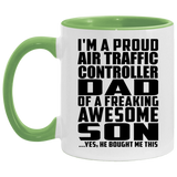 Proud Air Traffic Controller Dad Of Awesome Son - 11oz Accent Mug Green