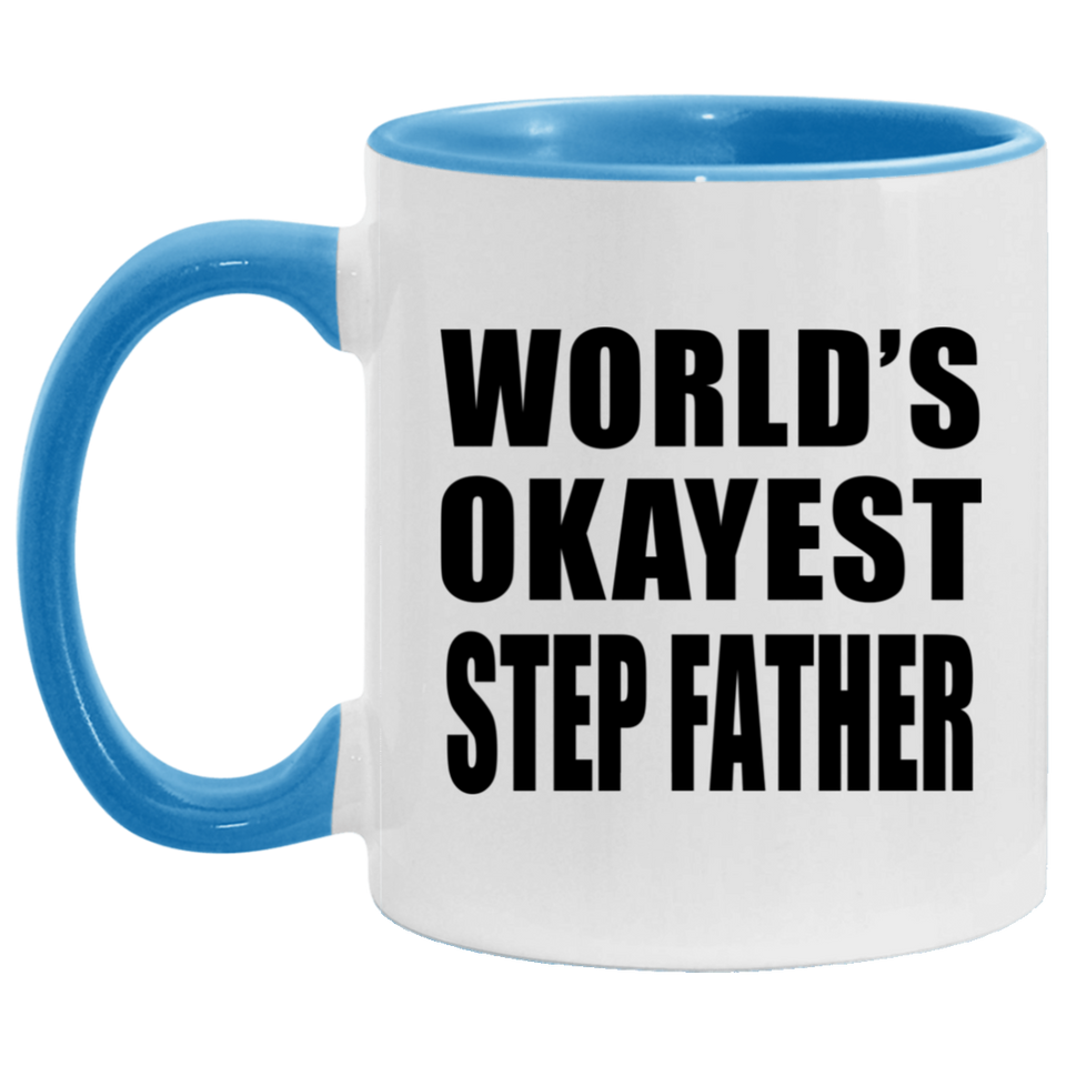 World's Okayest Step Father - 11oz Accent Mug Blue