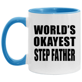 World's Okayest Step Father - 11oz Accent Mug Blue