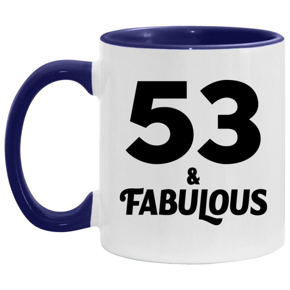 53rd Birthday 53 & Fabulous - 11oz Accent Mug Purple