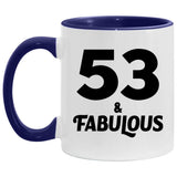 53rd Birthday 53 & Fabulous - 11oz Accent Mug Purple