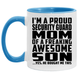 Proud Security Guard Mom Of Awesome Son - 11oz Accent Mug Blue