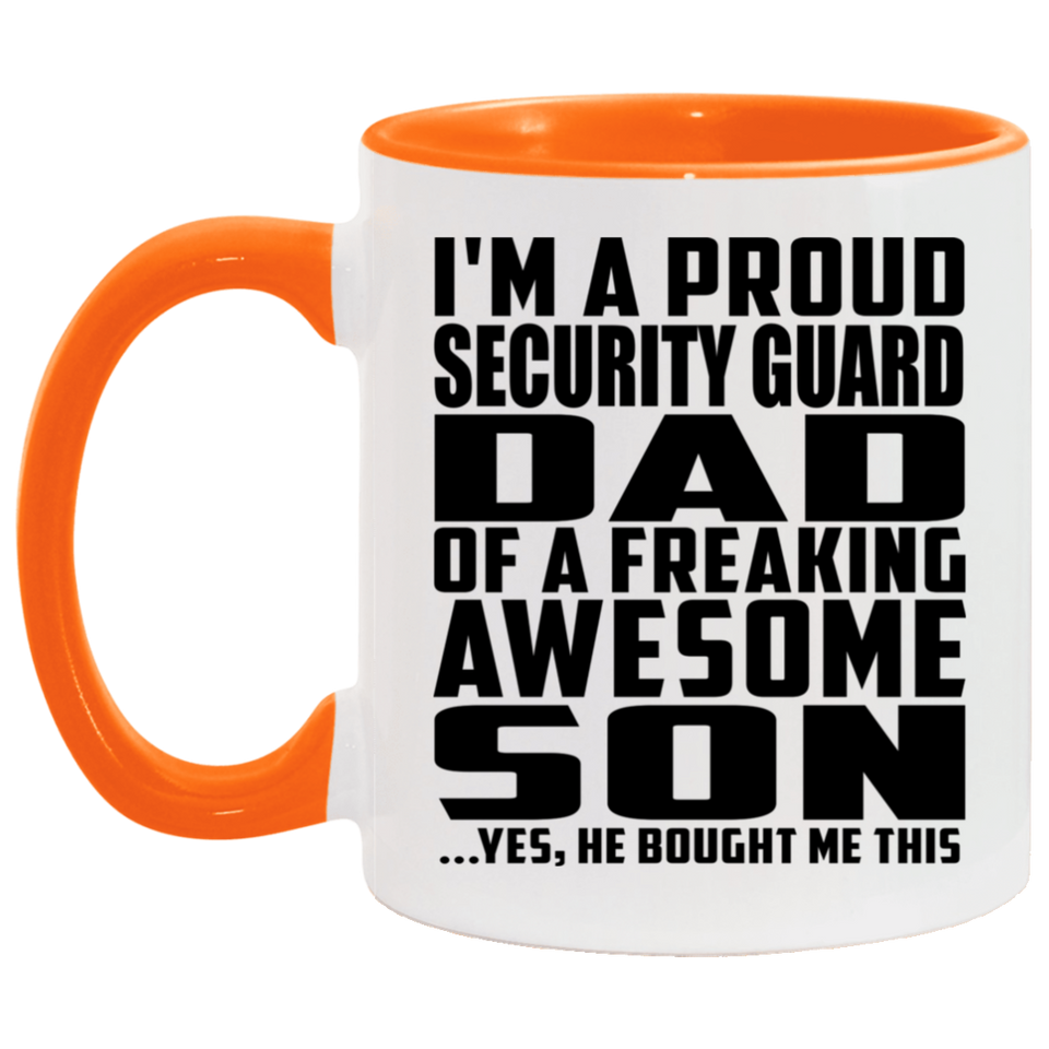Proud Security Guard Dad Of Awesome Son - 11oz Accent Mug Orange