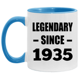 89th Birthday Legendary Since 1935 - 11oz Accent Mug Blue