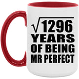 36th Anniversary Square Root of 1296 Years of Mr Perfect - 15oz Accent Mug Red