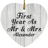 First Year As Mr & Mrs Alexander - Heart Ornament F