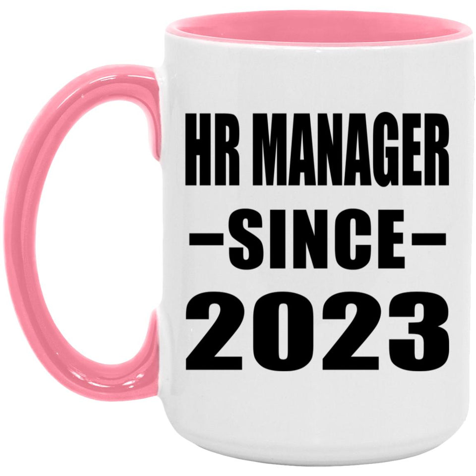 HR Manager Since 2023 - 15oz Accent Mug Pink