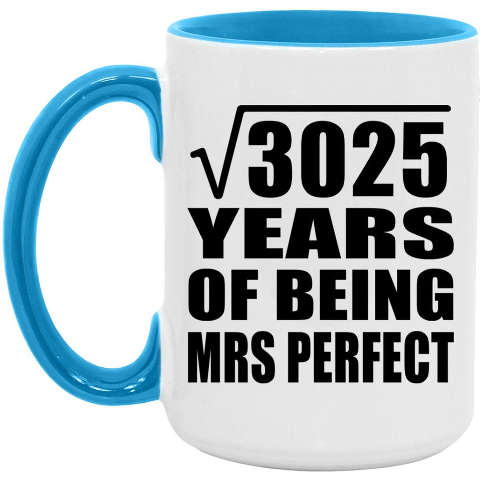 55th Anniversary Square Root of 3025 Years of Mrs Perfect - 15oz Accent Mug Blue