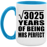 55th Anniversary Square Root of 3025 Years of Mrs Perfect - 15oz Accent Mug Blue