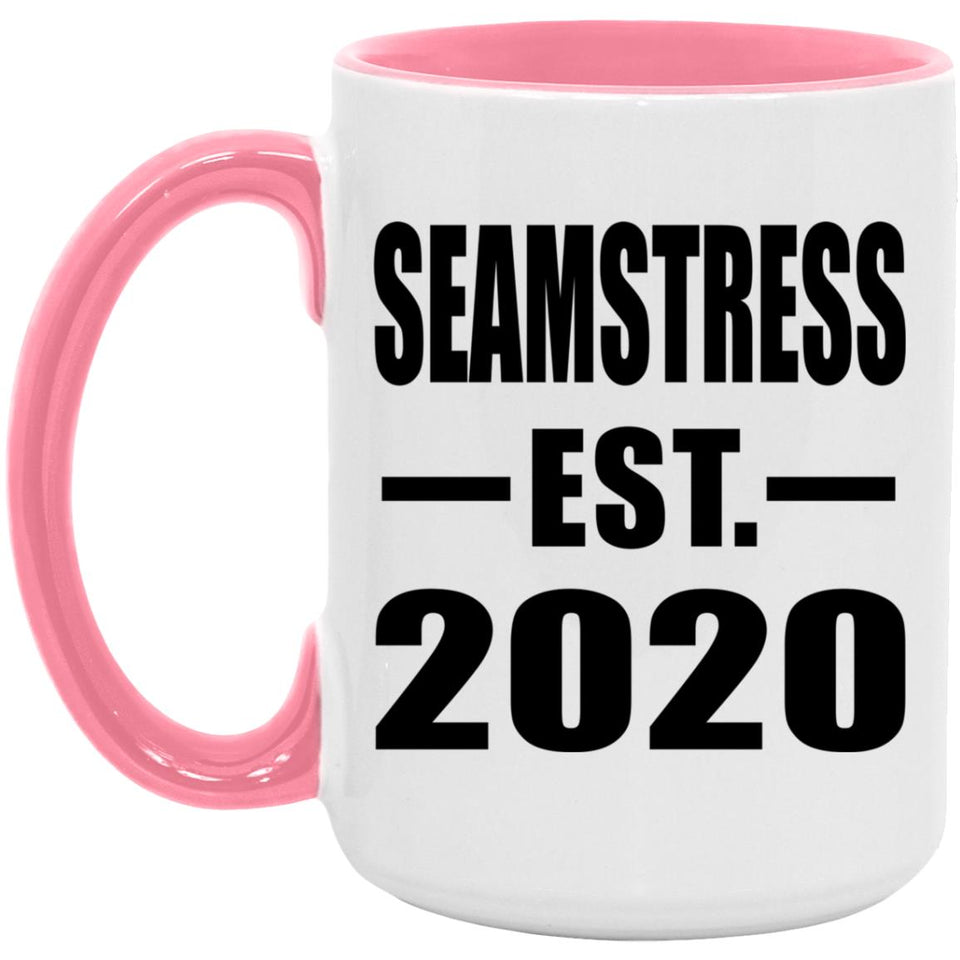 Seamstress Established EST. 2020 - 15oz Accent Mug Pink