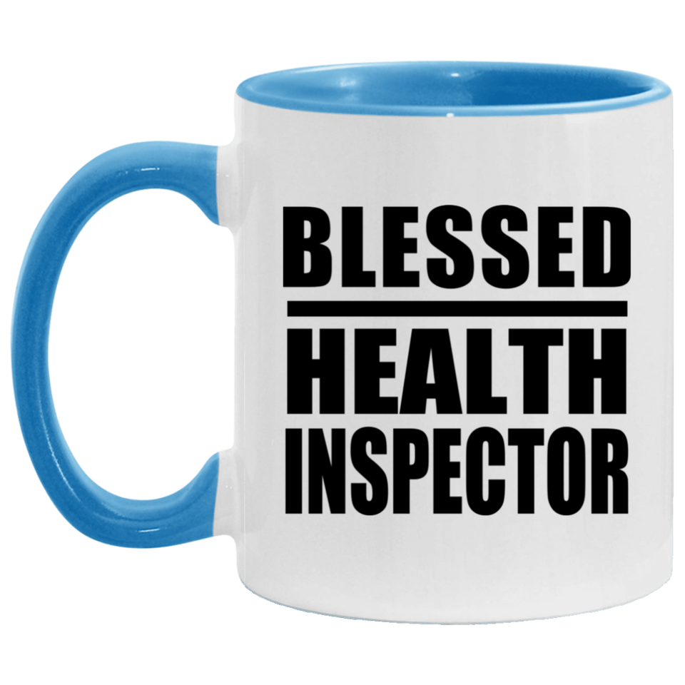 Blessed Health Inspector - 11oz Accent Mug Blue