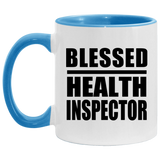 Blessed Health Inspector - 11oz Accent Mug Blue