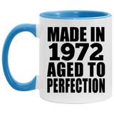52nd Birthday Made In 1972 Aged to Perfection - 11oz Accent Mug Blue