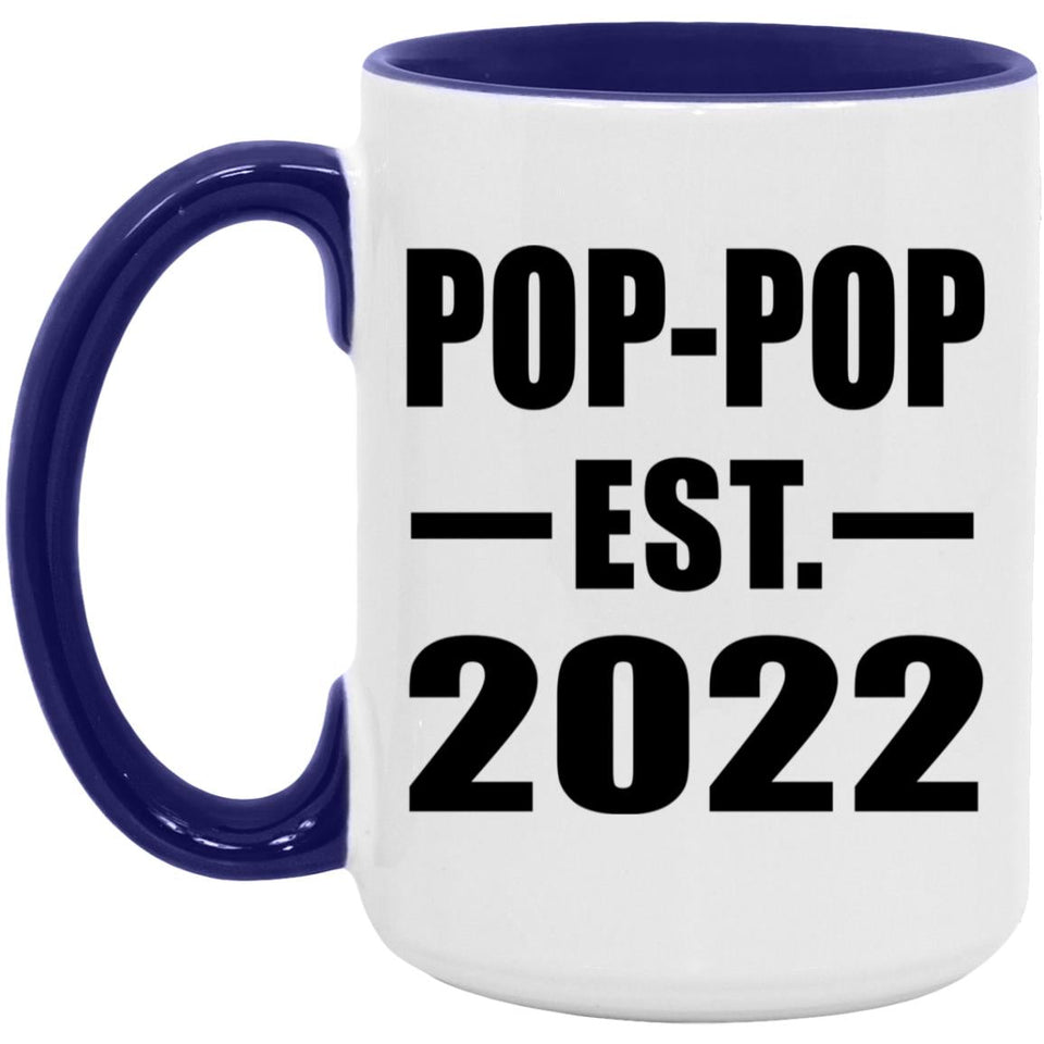 Pop-Pop Established EST. 2022 - 15oz Accent Mug Purple