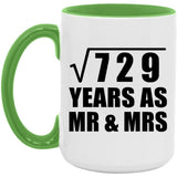 27th Anniversary Square Root of 729 Years As Mr & Mrs - 15oz Accent Mug Green