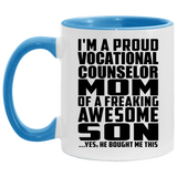 Proud Vocational Counselor Mom Of Awesome Son - 11oz Accent Mug Blue