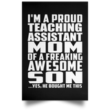 Proud Teaching Assistant Mom Of Awesome Son - Poster Portrait