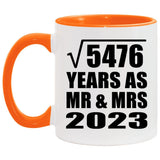 74th Anniversary Square Root of 5476 Years As Mr & Mrs 2023 - 11oz Accent Mug Orange