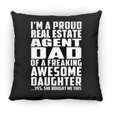 Proud Real Estate Agent Dad Of Awesome Daughter - Throw Pillow Black