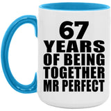 67th Anniversary 67 Years Of Being Mr Perfect - 15oz Accent Mug Blue