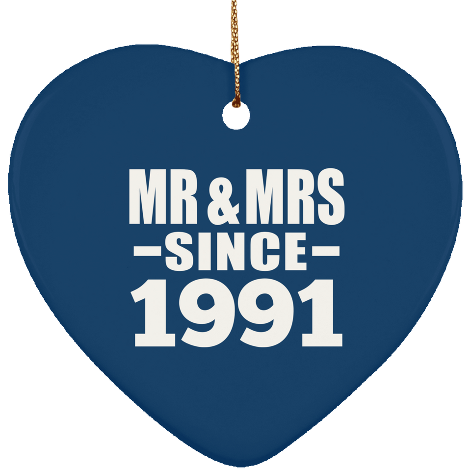 33rd Anniversary Mr & Mrs Since 1991 - Heart Ornament