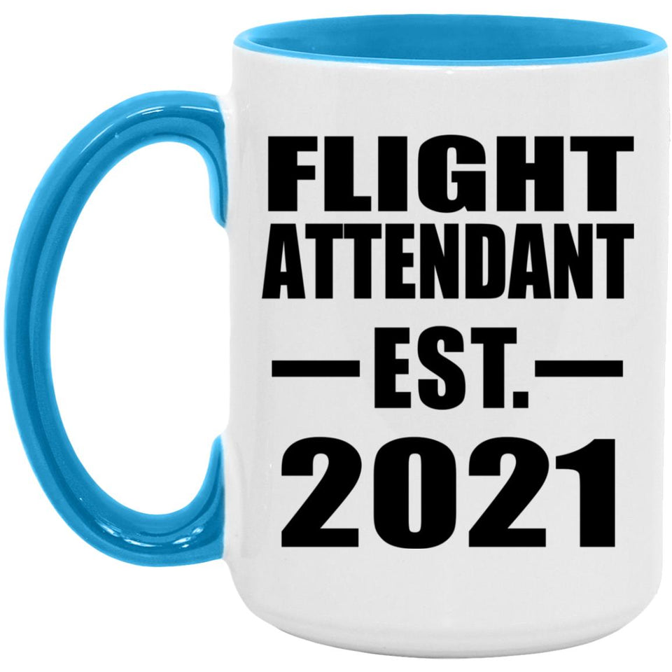 Flight Attendant Established EST. 2021 - 15oz Accent Mug Blue