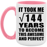 12th Birthday Took Square Root of 144 Years To Awesome - 15oz Accent Mug Pink
