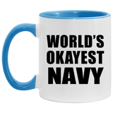 World's Okayest Navy - 11oz Accent Mug Blue