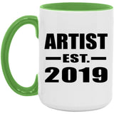 Artist Established EST. 2019 - 15oz Accent Mug Green