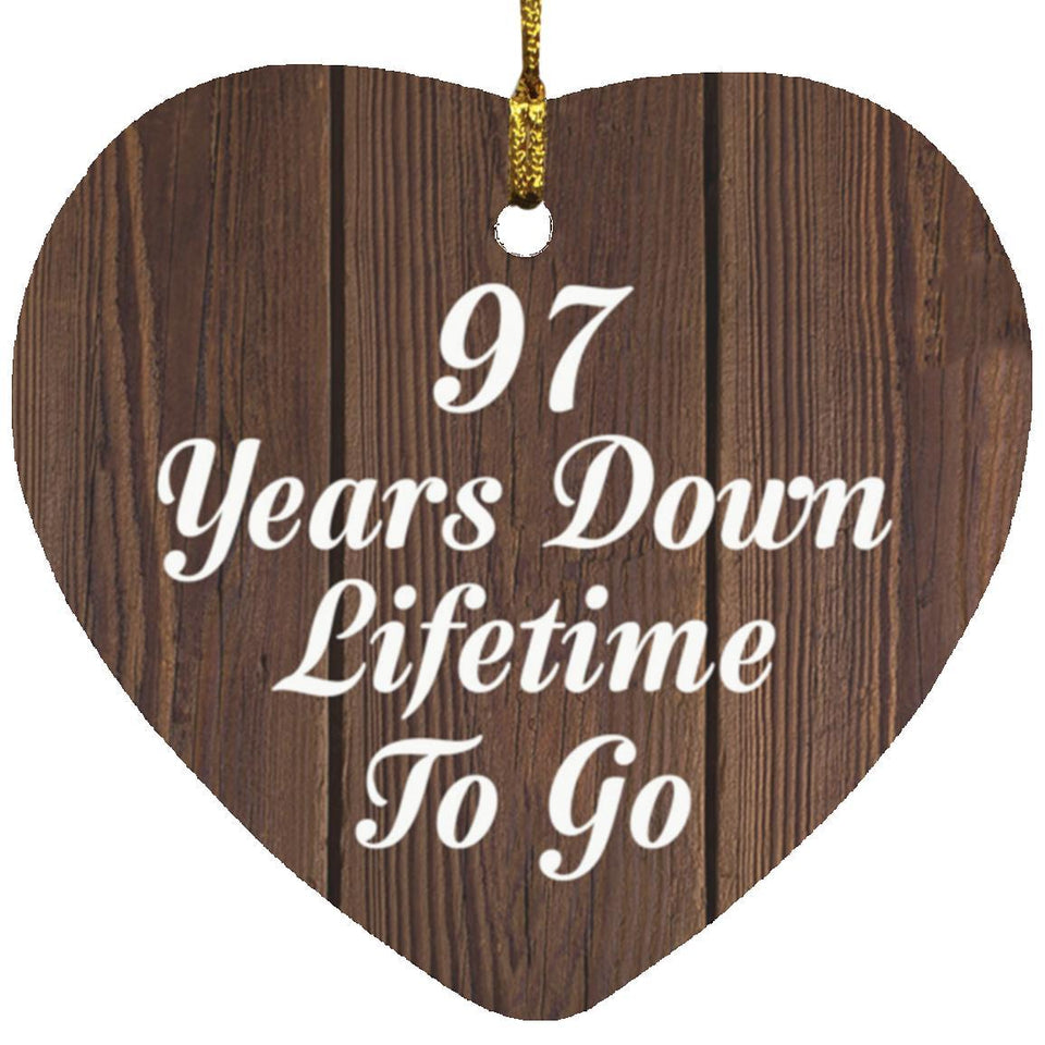 97th Anniversary 97 Years Down Lifetime To Go - Heart Ornament D