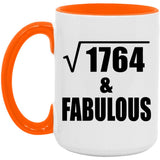 42nd Birthday Square Root of 1764 & Fabulous - 15oz Accent Mug Orange