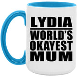 Lydia World's Okayest Mum - 15oz Accent Mug Blue