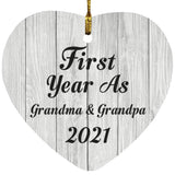 First Year As Grandma & Grandpa 2021 - Heart Ornament F