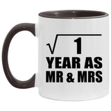 1st Anniversary Square Root of 1 Year As Mr & Mrs - 11oz Accent Mug Black