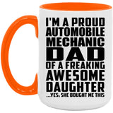 Proud Automobile Mechanic Dad Of Awesome Daughter - 15oz Accent Mug Orange