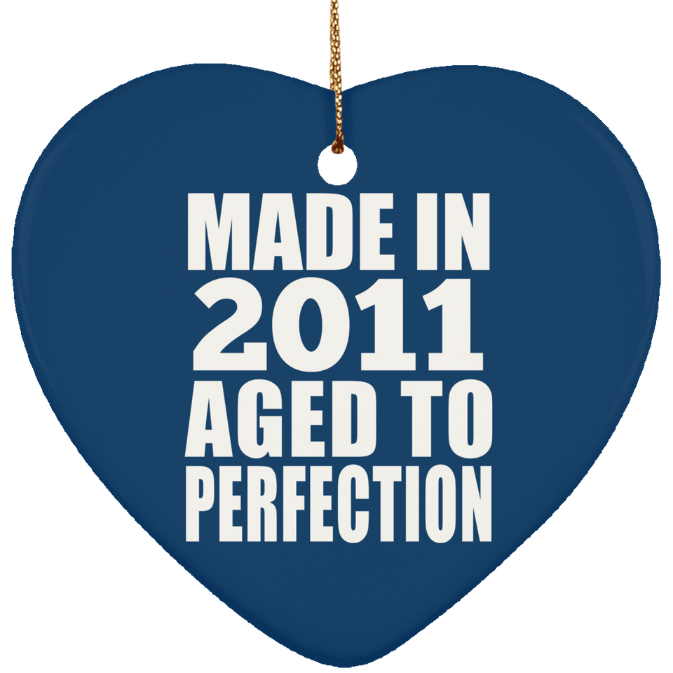 13th Birthday Made In 2011 Aged to Perfection - Heart Ornament