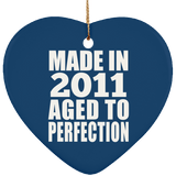 13th Birthday Made In 2011 Aged to Perfection - Heart Ornament