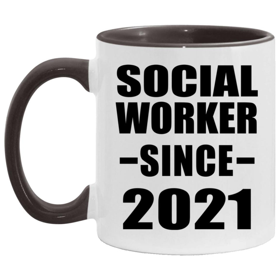 Social Worker Since 2021 - 11oz Accent Mug Black