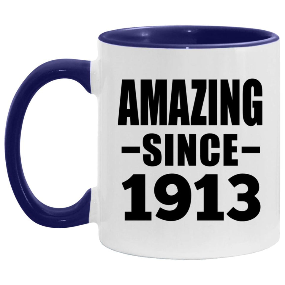 111th Birthday Amazing Since 1913 - 11oz Accent Mug Purple