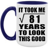 9th Birthday Took Square Root of 81 Years To Look Good - 15oz Accent Mug Purple